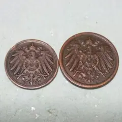 ドイツ銅貨２種２枚