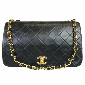 【1円～】シャネル CHANEL バッグ ショルダーバッグ マトラッセ チェーンショルダー ココマーク ラムスキン ブラック ゴールド 中古