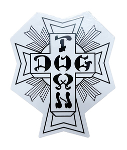 Dogtown Skateboards (ドッグタウン) US ステッカー シール DT 70s Cross Logo Sticker White / Black / White 4” スケボー