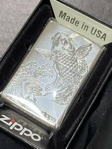 zippo 鯉 前面刻印 シルバー 希少モデル 2023年製 ケース 保証書付き 