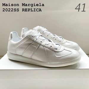 新品 2022SS メゾンマルジェラ レプリカ Maison Margiela Replica パテント レザー 41 メンズ マルジェラ スニーカー 白 26㎝ 送料無料