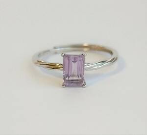 アメジスト スクエア ツイスト リング 指輪 シルバー 925 紫水晶 天然 2月 誕生石 アメシスト 小さい シルバーリング