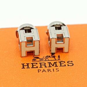 HERMES エルメス カージュドアッシュ ピアス キューブ シルバー ホワイト