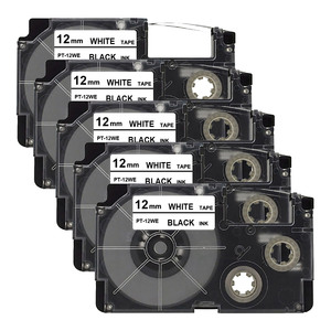カシオ用 ネームランド 互換 テープ カートリッジ 12mm 白 テープ 黒文字 長8m PT-12WE 5個セット