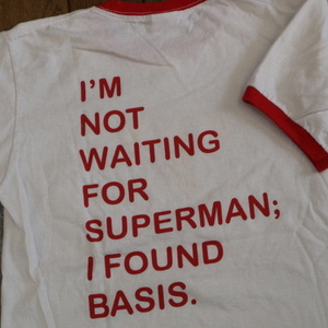 90s Superman パロディ リンガー Tシャツ S 両面プリント メッセージ ユーモア ジョーク スーパーマン ロゴ DCコミックス アメコミ USA古着