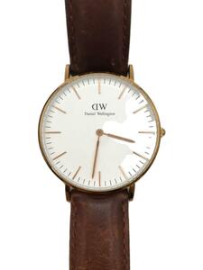 Daniel Wellington◆クォーツ腕時計/B36R13/アナログ/レザー/WHT/ダニエルウェリントン/ベルトやや劣化