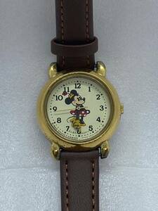 【送料込み即決】ミニーマウス ディズニー腕時計 電池交換済み 稼動確認済 新品ベルト交換済み Disney