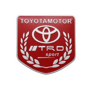 【送料込】TRD エンブレムプレート レッド 縦5cm×横5cm アルミ製 TOYOTA トヨタ 10 