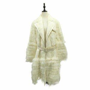 美品 07AW Dior クリスチャンディオール ガリアーノ期 パールミンクファー×フィンラクーンファー ドッキング コート 38 ホワイト