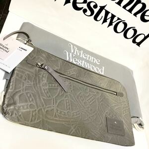 送料込●新品●価22000 Vivienne Westwood タブレットPCケース B 小物入れ 横36×縦21cm オーブ柄 グレー ヴィヴィアンウエストウッド