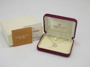 h4D127Z- MIKIMOTO ミキモト ハートモチーフ ネックレス パール 真珠 STERLING SILM刻印 シルバー