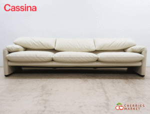 ◆展示品◆ Cassina カッシーナ MARALUNGA マラルンガ 総革 3人掛ワイドソファ レザー ヴィコ マジストレッティ 229万 美品 配送地域要相談