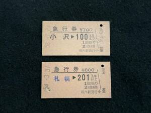 X053 岩内線 札幌/小沢から 急行券