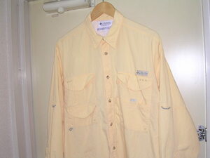 90s 00s old Columbia PFG 長袖フィッシングシャツ マルチポケット L イエロー vintage コロンビア サファリ アウトドア ハンティング