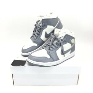 5573-100【 NIKE 】 ナイキ エアジョーダン WMNS AIR JORDAN 1 MID "GREY SAIL" BQ6472-115 セイル ステルス ホワイト 25.5cm