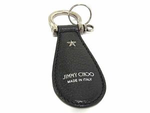 1円 ■美品■ JIMMY CHOO ジミーチュウ ウォーレン シューホーン レザー スタースタッズ 靴べら キーホルダー メンズ ブラック系 AW7716