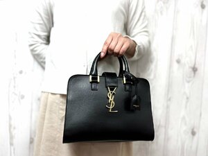 極美品 新品同様 YSL SAINT LAURENT PARIS サンローラン パリ ベイビーカバス ハンドバッグ バッグ レザー 黒 70697