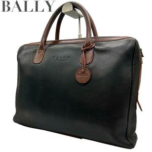 良品　BALLY バリー　s45 ビジネスバッグ　本革　レザー　ダークグレー　茶