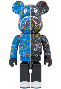 新品未使用 BAPE(R) BE@RBRICK LINE CAMO SHARK 1000％ ベアブリック ラインカモシャーク MEDICOM TOY エイプ A BATHING APE 送料無料