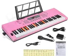 キーボード ピアノ 電子ピアノ 61鍵盤　ピンク