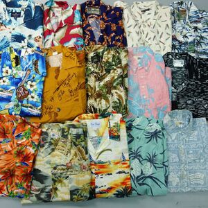15点おまとめ 卸売 メンズ アロハシャツ 総柄 半袖シャツ ハワイ USA レインスプーナー等 レーヨン ポリシャツ リメイク