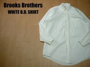 大人気BROOKS BROTHERSノンアイロンオールコットンボタンダウンシャツL白ホワイト正規ブルックスブラザーズVintageヴィンテージ15-1/2-32