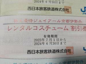 JR西日本 株主優待 ジェイアール京都伊勢丹 貸衣装 レンタルコスユーム　割引券 