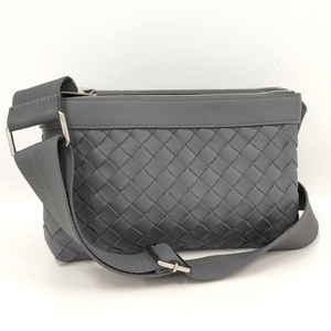 【中古】BOTTEGA VENETA ショルダーバッグ イントレチャート デュオバッグ レザー グレー 651938