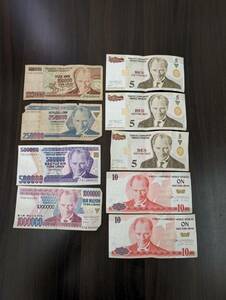 [同梱可/おまとめ] トルコ 旧紙幣 リラ 5/10/100000/250000/500000/1000000 計9枚セット Bir Milyon TURK LiRASI 外国紙幣 世界の紙幣 913
