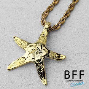 BFF ブランド ヒトデネックレス シルバー925 ネックレス ゴールド 18K GP 星 手彫り (50cmチェーン)