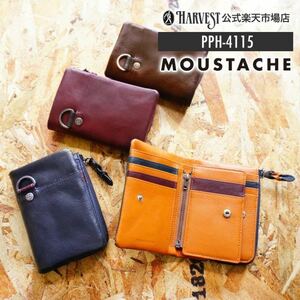 MOUSTACHE/ムスタッシュ 二つ折り財布 メンズ/レディース 本革 レザー 薄型 PPH 4115