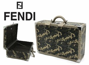 105万新品◆FENDI◆フェンディ 最高級スーツケース トランク 迷彩 ズッカ カモフラージュ柄　男女兼用 1円