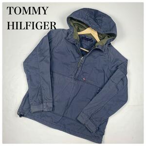 Tommy Hilfiger トミーフィルフィガー マウンテンパーカー アウター メンズ S ブルー キャンプ オーバーサイズ アウトドア トミー コットン