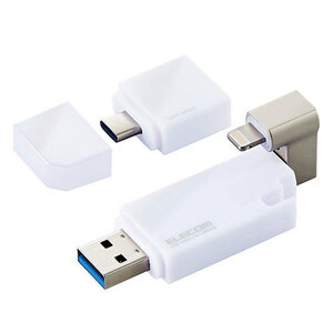 エレコム iPhone iPad USBメモリ Apple MFI認証 Lightning USB3.2(Gen1) USB3.0対応 Type-C変換アダプタ付 64GB ホワイト MF-LGU3B064GWH