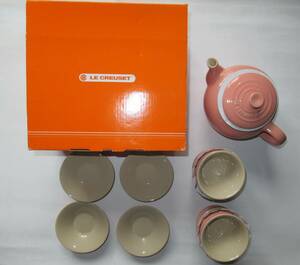 LE CREUSET ル・クルーゼ ルクルーゼ　910127-00 ティーセット ピンク 急須 ティーポット1 湯呑み カップ ソーサー各4 元箱付 未使用品