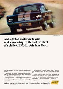 ポスター★1966 シェルビー GT350-H 広告ポスター★Shelby/Ford/Mustang/ムスタング/マスタング/GT500