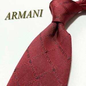 【美品】ARMANI アルマーニ ネクタイ ロゴグラム柄 チェック 格子 イタリア製 ストライプ ハイブランド 高級 ブランドロゴ メンズ スーツ