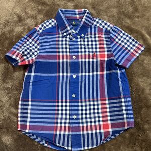 子供服キッズ☆ポロラルフローレンPOLO RALPH LAUREN☆半袖シャツ チェック柄 110サイズ☆ブルー青☆送料200円