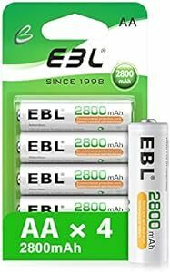 EBL 単3充電池 充電式 ニッケル水素充電池 4本入り 大容量単三電池 2800mAhで長持ち リサイクル使用可能 単三充電