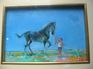 加藤助八　画伯　の馬の油絵です。　油彩　「真作」
