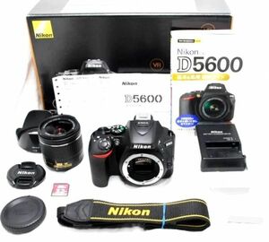 送料無料! Nikon D5600 ボディ + AF-P 18-55mm f3.5-5.6G レンズ セット 箱入 シャッター3,358回 完動 美品 ニコン 一眼レフ カメラ Camera