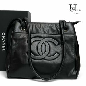 【希少モデル】CHANEL シャネル　ラムスキン　トートバッグ A4可　ハンドバッグ　ショルダー　ブラック　黒　ココマーク　大きめ　通勤