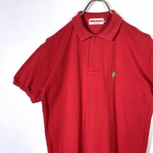90s MIKIHOUSE ミキハウス 半袖ポロシャツ ロゴ刺繍 メンズ Mサイズ 赤 90年代 古着 匿名配送