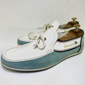 即決 美品/ LANVIN en Bleu 25.0 モカシン/ランバンオンブルー メンズ /本革 デッキシューズ/革靴 紳士靴