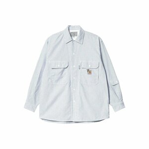 美品 インビジブル INVINCIBLE × カーハートワークインプログレス Carhartt WIP ロゴ パッチ ストライプ シャツ　サイズ M