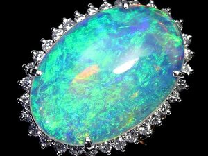 UU11334S【1円～】新品【RK宝石】≪opal≫ 神秘の宝石!! 極上オパール 特大6.75ct! 極上ダイヤモンド 総計0.61ct Pt900 高級リング ダイヤ