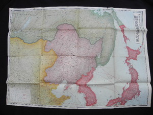 22 戦前 日満露支 交通 国境 大地図 / 中国 満州 支那 朝鮮 地図 古地図 