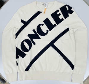 美品 MONCLER モンクレール ロゴ ニットセーター サマーセーター ホワイト Sサイズ 本物保証
