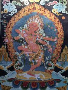 卍チベット仏教◆金剛喩伽女　　織物　９０ｃｍ　◆　　　検索；仏画　刺繍　曼荼羅　西蔵　密教　B1　
