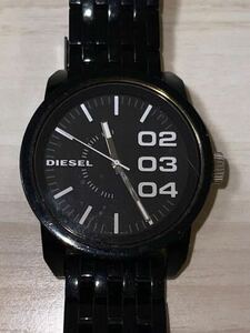 DIESEL 腕時計 ディーゼル ラウンド クォーツ DZ-1523黒文字盤 ブラック クォーツ 時計 ディーゼル 動作未確認 現状品
